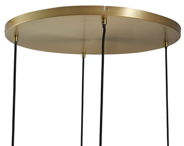 Závesná lampa bronzová s dymovým jantárovým a zeleným sklom okrúhla 4-svetlá - Bao