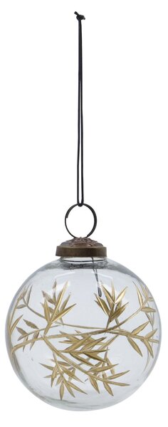 Sklenená vianočná ozdoba Leaf Clear/Gold – set 4 ks