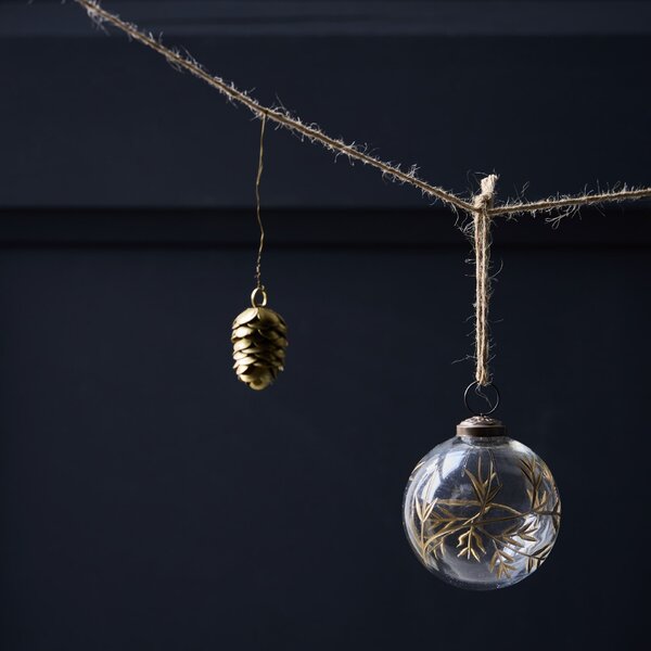 Sklenená vianočná ozdoba Leaf Clear/Gold – set 4 ks