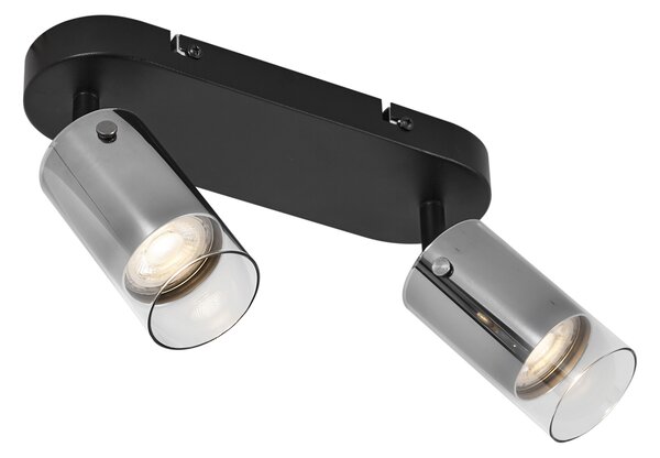 Moderné stropné bodové svietidlo Gunmetal 2-svetlá otočné a nastaviteľné - Drain