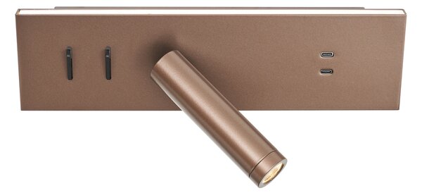 Moderné nástenné svietidlo tmavý bronz nastaviteľné s USB-C vrátane LED - Modric
