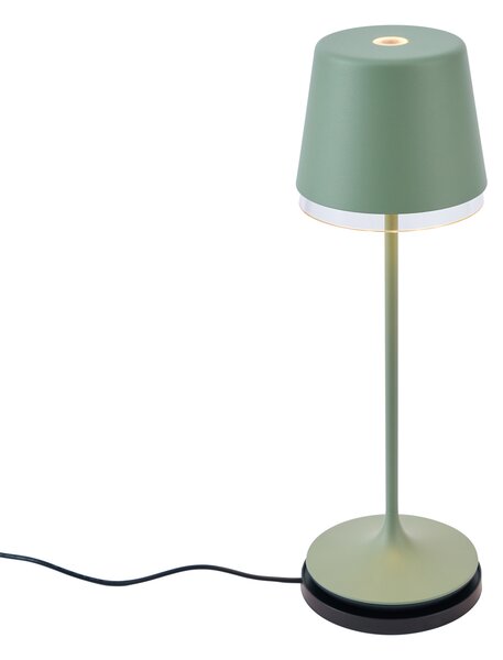 Stolná lampa zelená vrátane LED IP65 Nabíjateľná s nabíjacou stanicou - Bass