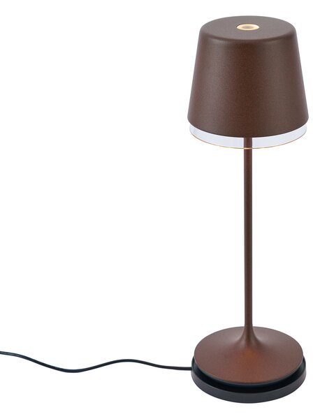 Stolná lampa hrdzavo hnedá vrátane LED IP65 Nabíjateľná s nabíjacou stanicou - Bass
