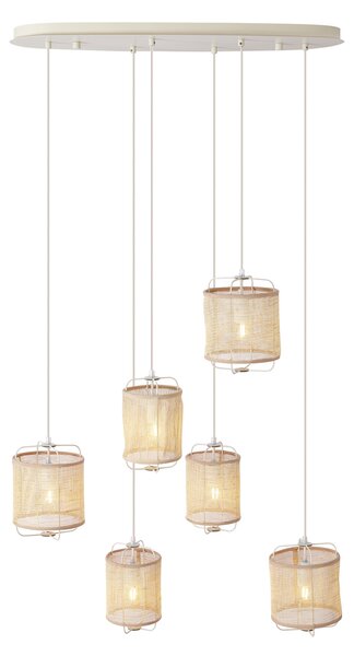Japandi závesná lampa béžová s látkovými tienidlami 6-svetiel - Yente