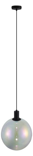 Dizajnové závesné svietidlo čierne s dúhovým sklom 35 cm - Mallon