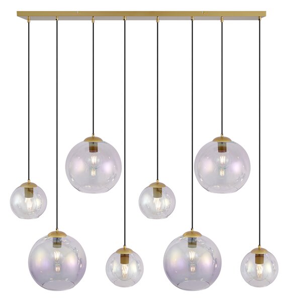 Art Deco závesná lampa zlatá s dúhovým sklom 8-Lights - Sandra