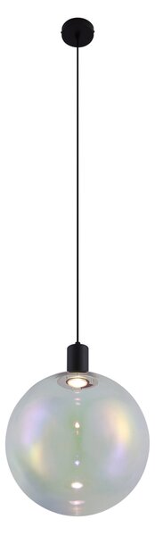 Dizajnové závesné svietidlo čierne s dúhovým sklom 35 cm - Mallon