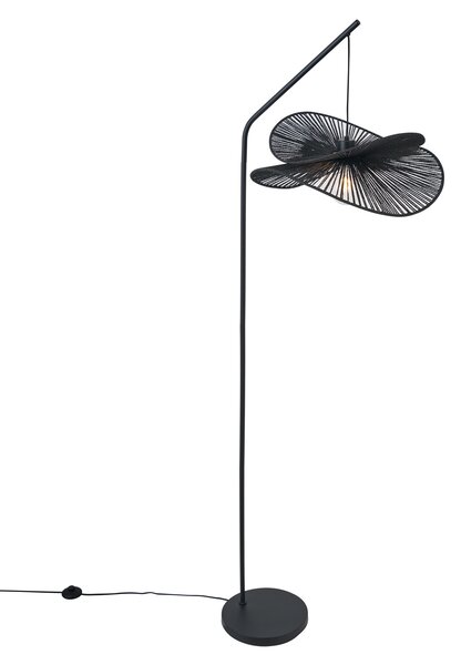 Art Deco stojacia lampa čierna s čiernym tienidlom - Nest