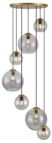 Závesná lampa Art Deco zlatá s dúhovým sklom 7-Lights - Sandra