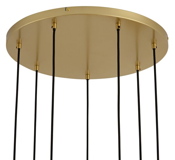 Závesná lampa Art Deco zlatá s dúhovým sklom 7-Lights - Sandra