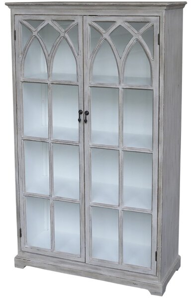 Krémová antik drevená skriňa / vitrína s policami Georgitte - 90*37*154cm - Chic Antique