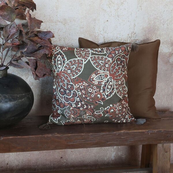 Zelená obliečka na vankúš s Paisley vzorom a strapcami Aix Quilt - 50*50 cm - Chic Antique