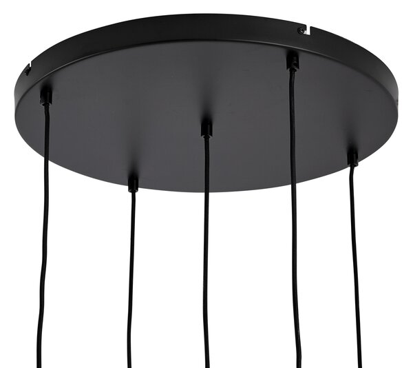 Hotelová elegantná závesná lampa čierna a zlatá so zeleným sklom 5-svetiel - Zuzanna