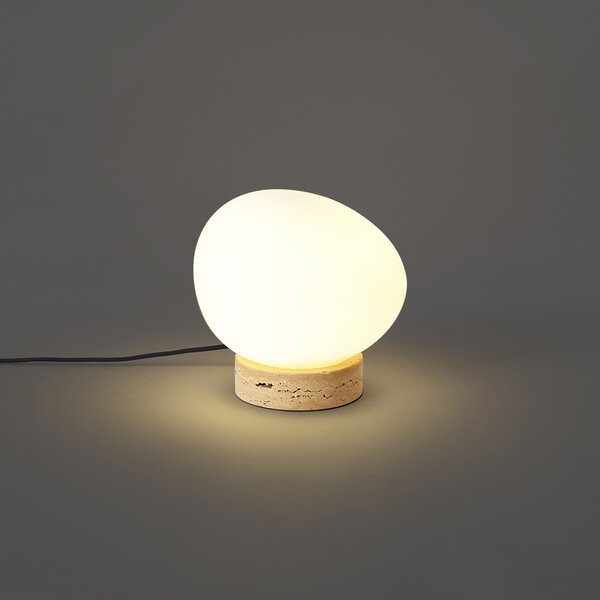 Japandi stolná lampa béžová s opálovým sklom - Sally