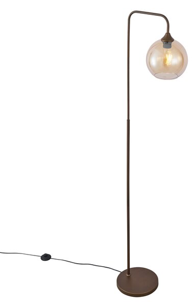 Stojacia lampa Art Deco tmavý bronz s jantárovým sklom - Sandra