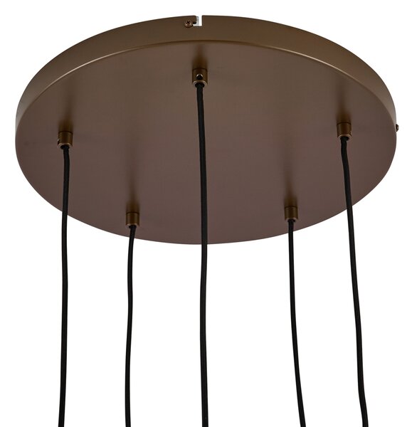 Hotelová elegantná závesná lampa tmavý bronz s jantárovým sklom 5-svetiel - Stavelot