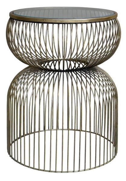 Mosadzný antik kovový okrúhly odkladací stolík Joanne - Ø 40*51 cm - Chic Antique