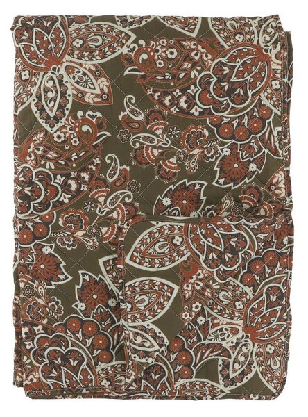 Hnedý prešívaný bavlnený prehoz s Paisley vzorom a strapcami Aix Quilt - 130*180 cm - Chic Antique