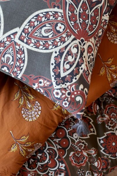 Zelená obliečka na vankúš s Paisley vzorom a strapcami Aix Quilt - 50*50 cm - Chic Antique