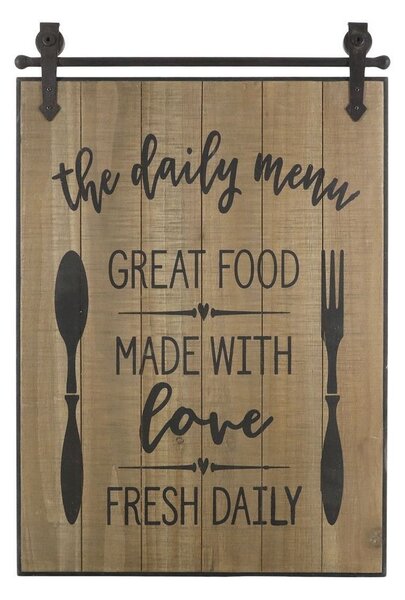 Hnedá kovovo-drevená nástenná ceduľa The Daily Menu – 38*2*57 cm - Chic Antique