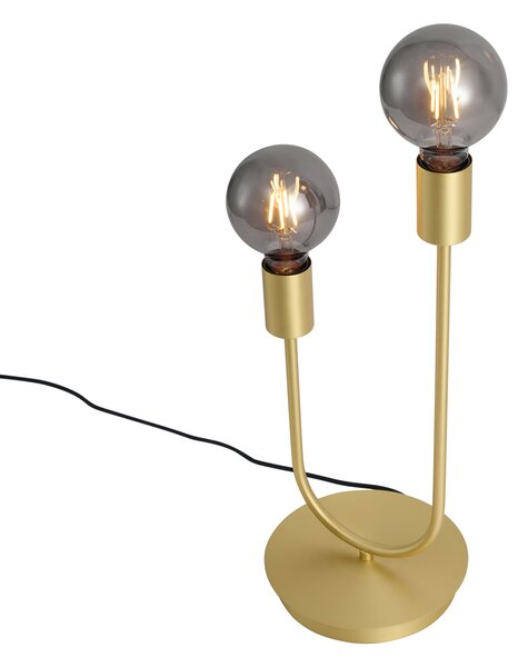 Stolná lampa Art Deco mosadz 2-svetlá - Tuning