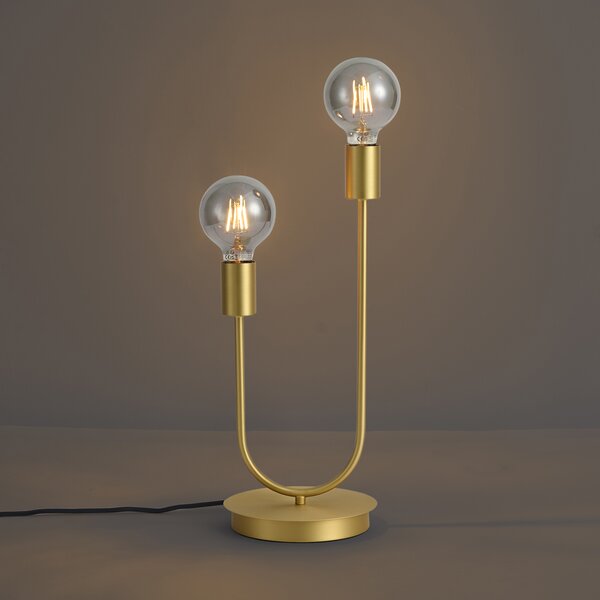 Stolná lampa Art Deco mosadz 2-svetlá - Tuning