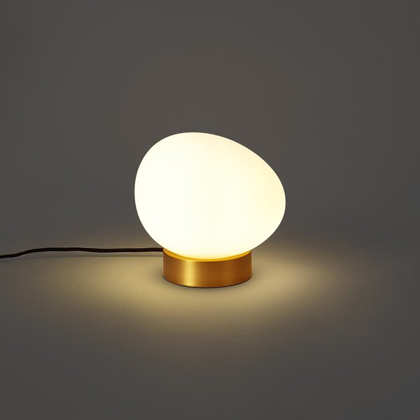 Dizajnová stolná lampa mosadzná s opálovým sklom - Sally