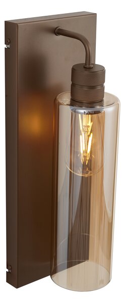 Hotelová elegantná nástenná lampa tmavý bronz s jantárovým sklom - Stavelot