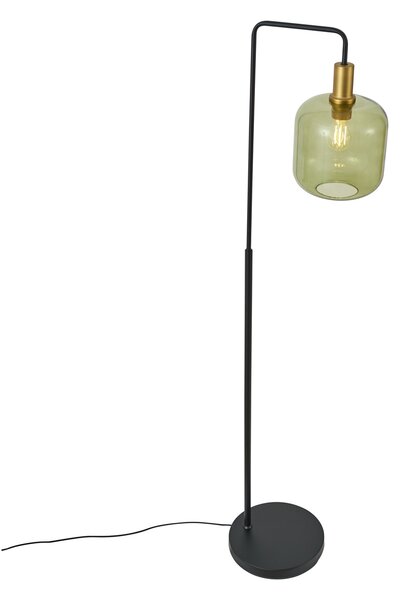 Hotelová elegantná stojacia lampa čierna a zlatá so zeleným sklom - Zuzanna