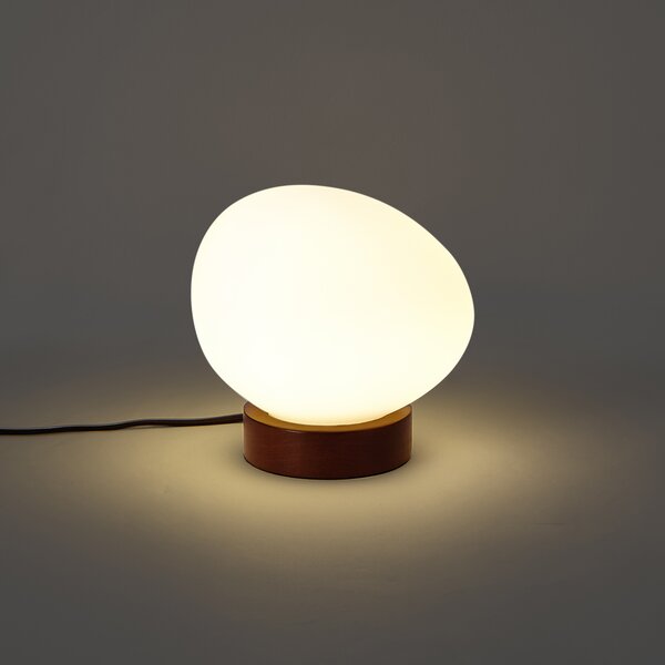 Japandi stolná lampa drevená s opálovým sklom - Sally