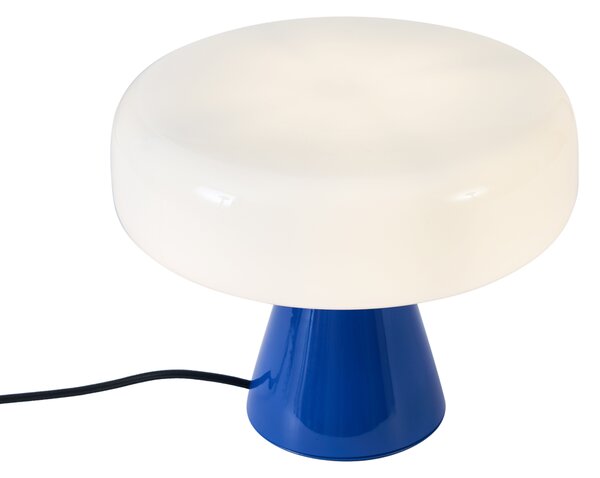 Retro stolná lampa modrá s bielou - Knob