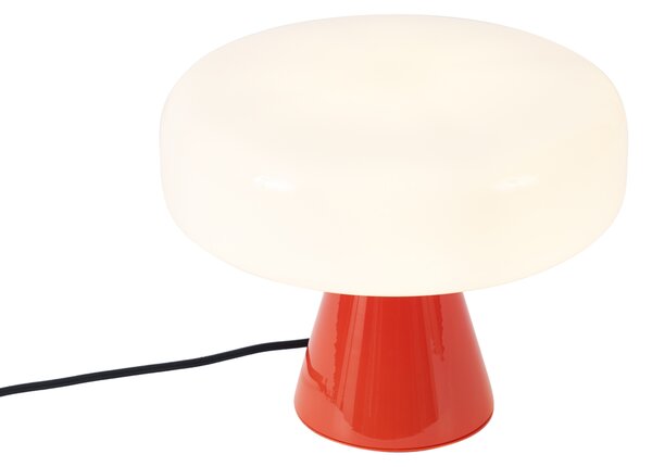 Retro stolná lampa červená s bielou - Knob