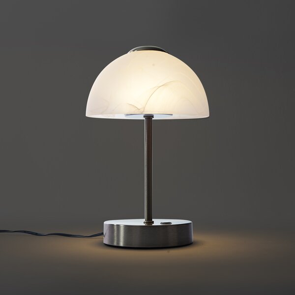 Dizajnová stolná lampa oceľová s opálovým sklom vrátane LED stmievateľná - Joya