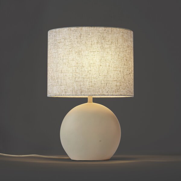 Japandi stolná lampa béžová s ľanovým tienidlom - Timo