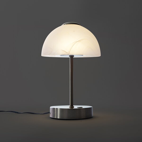 Dizajnová stolná lampa oceľová s opálovým sklom vrátane LED stmievateľná - Joya