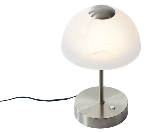 Dizajnová stolná lampa oceľová s opálovým sklom vrátane LED stmievateľná - Joya