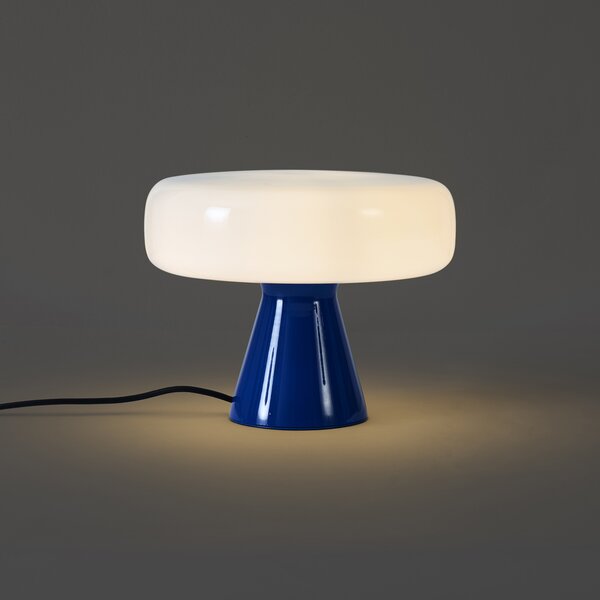 Retro stolná lampa modrá s bielou - Knob