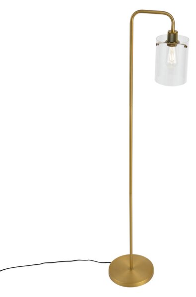 Dizajnová stojaca lampa bronzová s čírym sklom - Domo
