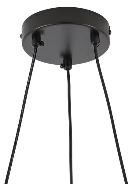 Závesná lampa čierna s dymovým a jantárovým sklom okrúhla 8-svetiel - Monaco