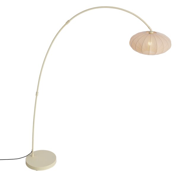 Japandi oblúková stojaca lampa béžová s tienidlom - Bida