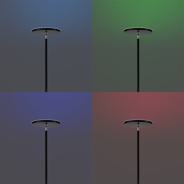 Moderná stojaca lampa čierna vrátane LED stmievateľná RGB s diaľkovým ovládaním - Sjors