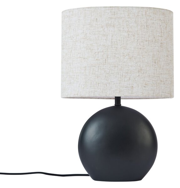 Japandi stolná lampa čierna s ľanovým tienidlom - Timo