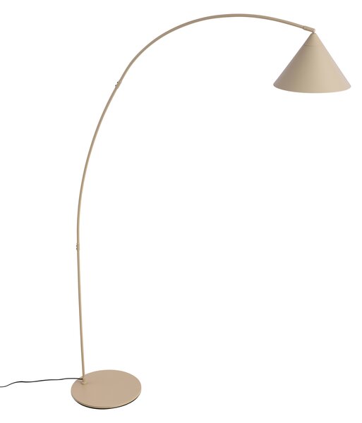 Retro stojaca lampa béžová s bielym interiérom - Triangolo
