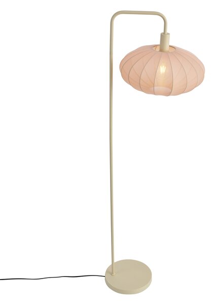 Japandi stojacia lampa béžová s krémovým látkovým tienidlom - Bida