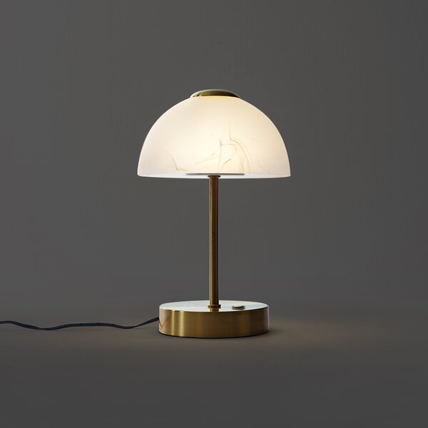 Dizajnová stolná lampa zlatá s opálovým sklom vrátane LED stmievateľná - Joya