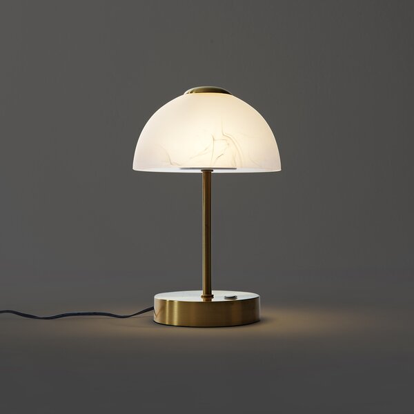 Dizajnová stolná lampa zlatá s opálovým sklom vrátane LED stmievateľná - Joya