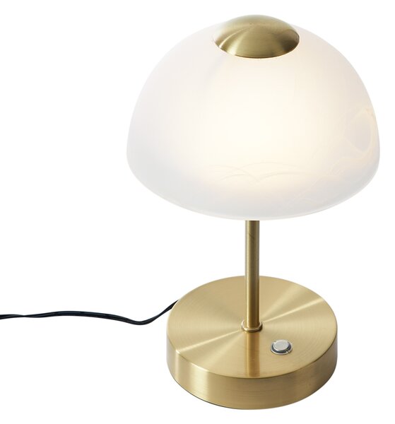 Dizajnová stolná lampa zlatá s opálovým sklom vrátane LED stmievateľná - Joya