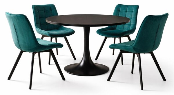 Jedálenský set 4x stolička + stôl 100 cm AVENBERG AQUAMARINE
