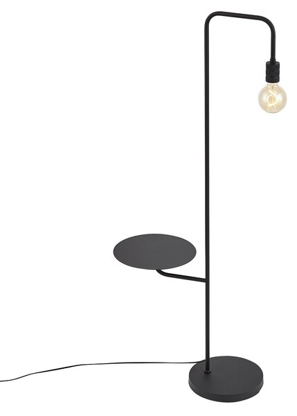 Moderná stojaca lampa čierna s okrúhlym stolíkom - Ostrich