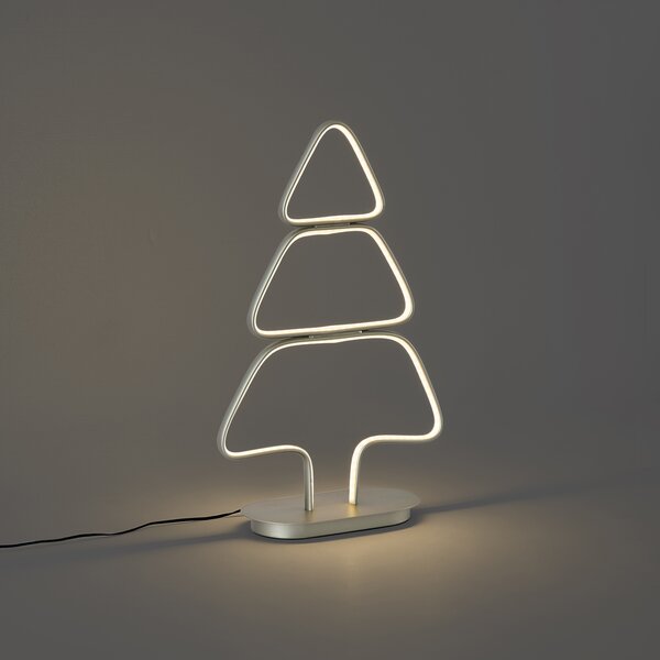 Vianočná stolná lampa oceľová v tvare vianočného stromčeka vrátane LED - Arbre